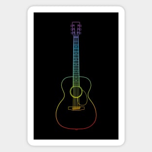 Concert Style Acoustic Guitar Colorful Outline Magnet